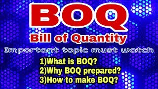 What is BOQ Why BOQ prepares How to make BOQ Bill of Quantity  Engineering tactics [upl. by Juliana]