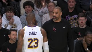 LeBron James and Ime Udoka exchange words and then Ime gets ejected 👀 [upl. by Atteve]