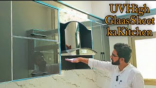 New Design Kitchen UV High Glaas Sheet Kitchen Cabinets Kitchen Hood Karobari Ideas [upl. by Legyn]