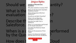 Salesforce CPQ Interview Questions list  salesforcefighters [upl. by Egan]