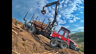 🌲Steep WinchWork • Komatsu 855 amp Ritter Winch • Forwarder in Slope • LoggingAction • Drone •2🌲 [upl. by Eanrahs668]