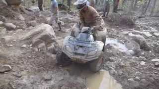 Honda Rincon VS Yamaha Grizzly 700 at the Bottom of Trail 3 at Windrock [upl. by Cleodell164]