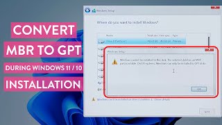 How to Convert MBR To GPT During Windows 10  11 Installation Easy Way [upl. by Notnel754]