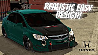 Realistic Honda Civic FD2  Easy Tutorial  Car Parking Multiplayer 4867 [upl. by Ahtaela695]