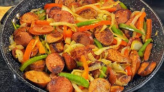 I love a Quick ONEPAN Dinner  SAUSAGE amp PEPPERS  Quick amp Easy Four Ingredients cooking [upl. by Htiffirg]