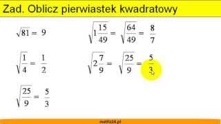 Proste pierwiastkowanie liczb mieszanych  Pierwiastkowanie w gimnazjum  Matfiz24pl [upl. by Acenahs]