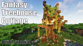 Minecraft Fantasy Treehouse Cottage  Tree House Build Tutorial [upl. by Phippen]