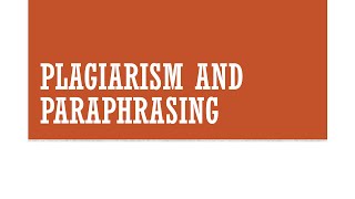 Plagiarism and Paraphrasing [upl. by Yenalem]