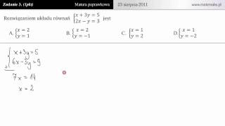 3 Układ równań matura poprawkowa z matematyki 2011 [upl. by Assilla168]