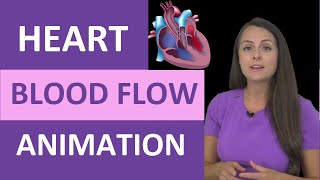 Heart Blood Flow Animation  Heart Anatomy Made Easy for Nursing School [upl. by Lomasi]