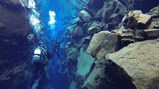 201309 ICELAND Diving between American and Eurasian tectonic plates  Silfra Cracks [upl. by Docila]