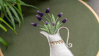 Hand Applique Stitch Work  Hand Embroidery Flower Vase [upl. by Naie174]