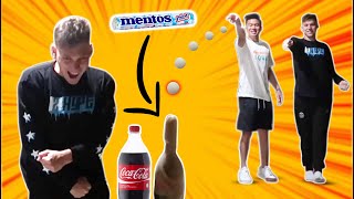 Jesser Tries IMPOSSIBLE Coke amp Mentos Throw Challenge [upl. by Marys]