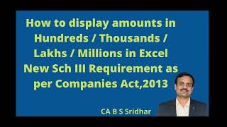 Show Numbers in HundredsThousandsLakhs or Millions in Excel  Schedule III Companies Act Amendment [upl. by Fabi]