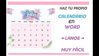 Apuntes Digitales  Crea Tu Propio Calendario en WORD ►LANOE◄ [upl. by Katie89]