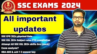 SSC Exams latest updates CGL 2024 Answer key analysis attempt all shifts live CPO PETPST date🙏🏻 [upl. by Latin]