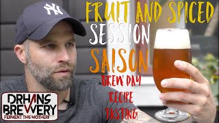 Spiced and fruity session saison  brewday recipe amp tasting [upl. by Eemia190]