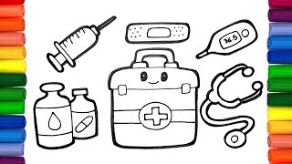 How to Draw A First Aid Kit Easy  first aid box drawing cute [upl. by Devlen258]