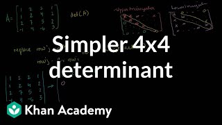 Simpler 4x4 determinant  Matrix transformations  Linear Algebra  Khan Academy [upl. by Nomsed743]