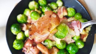 Leckeren Rosenkohl putzen und zubereiten Rosenkohl mit Zwiebel Kartoffeln und Speck [upl. by Calv599]