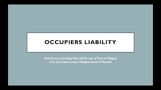 Topic 12 Occupiers Liability 20220603 0037 1 [upl. by Adnolahs]