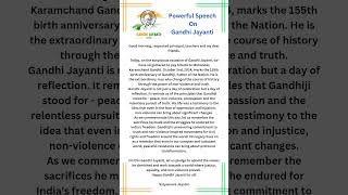 Gandhi Jayanti Speech  Speech On Gandhi Jayanti In English  Mahatma Gandhi Speech gandhijayanti [upl. by Berman174]