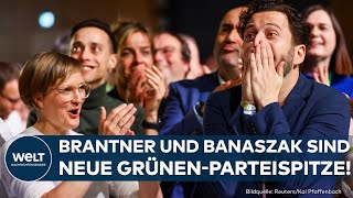 DIE GRÜNEN Franziska Brantner und Felix Banaszak mit absoluter Mehrheit zur Parteispitze gewählt [upl. by Elimac]