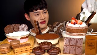 ASMR 달달구리 초코파티🍫 몽쉘 초코숟가락 티라미수 초코마카롱 먹방 Chocolate Party🟤 Choco Cake Choco Spoon Tiramisu MuKBang [upl. by Nelsen]