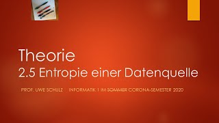 Info 1 Theorie 25 Entropie einer Datenquelle [upl. by Ila]