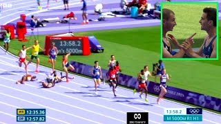 Team GB Runner Confronts French Athlete After Pair Collide in Final Mens 5000m  George Mills Falls [upl. by Todhunter939]