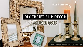 DIY THRIFT FLIP Antique Gold Decor Testing Techniques and Paints  XO MaCenna [upl. by Wycoff]