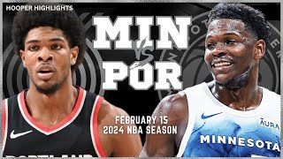 Minnesota Timberwolves vs Portland Trail Blazers Full Game Highlights  Feb 15  2024 NBA Season [upl. by Anette]