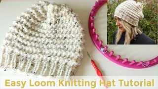 Easy Loom Knitting Hat Tutorial  absolute beginner friendly [upl. by Hedvige]