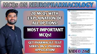 MCQs ON NEUROPHARMACOLOGY 2nd VIDEODMER PHARMACISTZP PHARMACISTDHS PHARMACISTPMC PHARMACIST [upl. by Alyda]