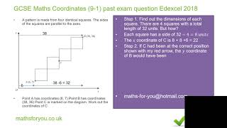 GCSE Maths Coordinates 9 1 past exam question EDEXCEL paper 1 2018 [upl. by Clarinda696]