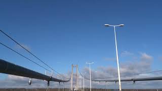 Crossing the fabulous Humber road Bridge south to north Lincolnshire to Yorkshire England UK [upl. by Amalburga]