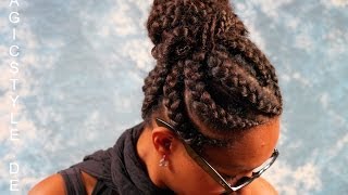 Bettina Elegante Hochsteckfrisur aus dicken knotenlose Cornrows  Elegant Cornrows Updo [upl. by Esbenshade]