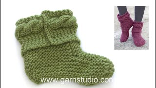 How to knit the slippers in DROPS 16315 [upl. by Yrrad]