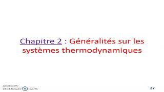 Généralités sur les systèmes thermodynamiques Fst ensa esam class prerpa fac [upl. by Fayette385]