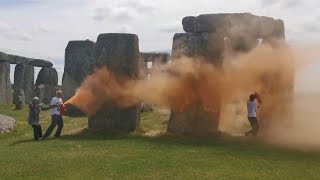 Activists Vandalize Stonehenge With Orange Paint [upl. by Mihalco]