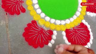 सणासुदीला दारात काढण्या साठी सुंदर रांगोळी सोपी रांगोळीrangoli indianart colourfulrangoli [upl. by Ronoel]