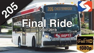 SEPTA Route 205 FINAL RIDE  2016 New Flyer MD30 [upl. by Ramal]