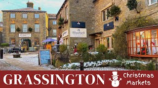 GRASSINGTON  Christmas Markets  a festive walk around a frosty North Yorkshire village [upl. by Attlee]