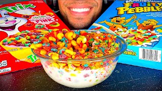 ASMR FRUITY PEBBLES VS TRIX CEREAL BATTLE CHALLENGE EATING SHOW NO TALKING [upl. by Varion]