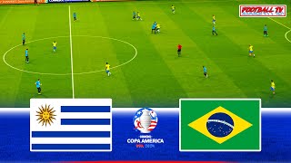 URUGUAY vs BRAZIL  COPA AMERICA 2024  Full Match All Goals  PES Gameplay PC [upl. by Esej]