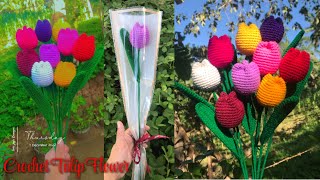 HOW TO CROCHET TULIP FLOWER  Lanie Joyce B [upl. by Ybanrab178]