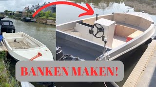 HOEKBANK IN DE BOOT MAKEN EN POLYESTERENKAJUITBOOT OMBOUWEN TOT SLOEP 9 [upl. by Ylram]