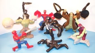 1995 MARVEL SPIDERMAN SET OF 9 McDONALDS HAPPY MEAL COLLECTIBLES VIDEO REVIEW [upl. by Ladin977]