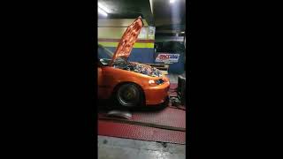 Stock B16 Turbo 9psi Dyno 300whp  TBG Tuned [upl. by Yllitnahc186]