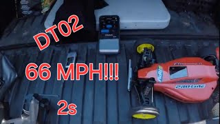 Tamiya DT02 speed run 66MPH cw01creations46 3td pass rc rccars racing Holiday buggy [upl. by Boff]